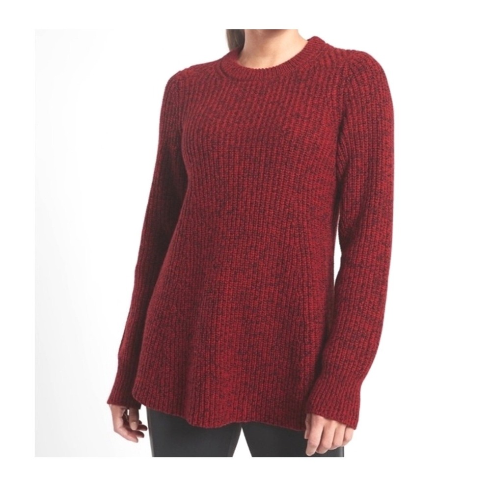 Athleta Sierra Crew Wool Blend Sweater Gorpcore Athleisure Red Black XXS Women